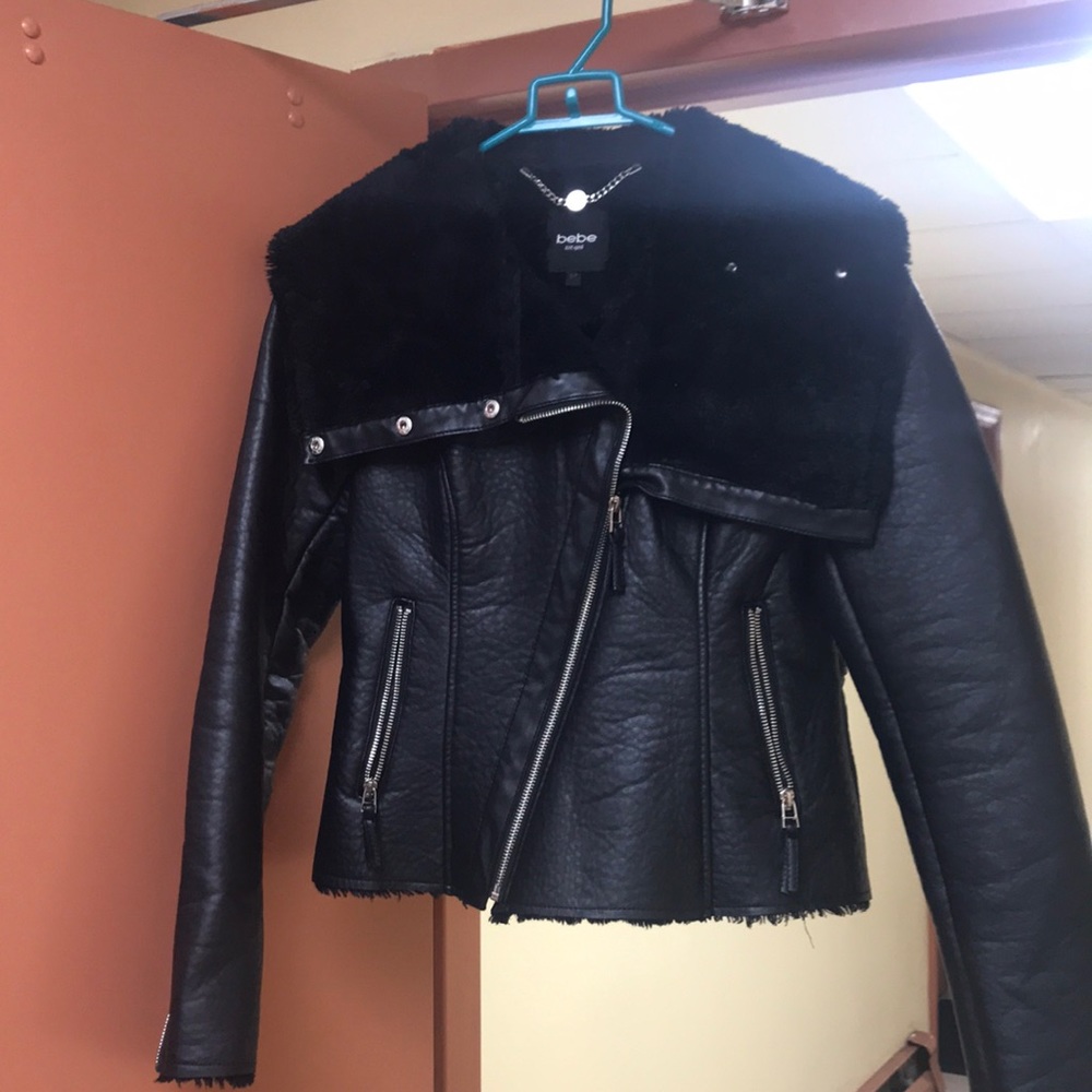 Bebe leather faux fur lining
